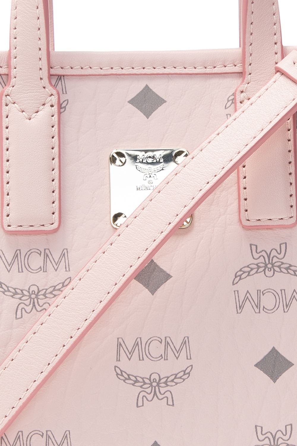 Pink mcm shoulder on sale bag